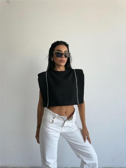 CHANEL VATKALI CROP BLUZ - Siyah resmi